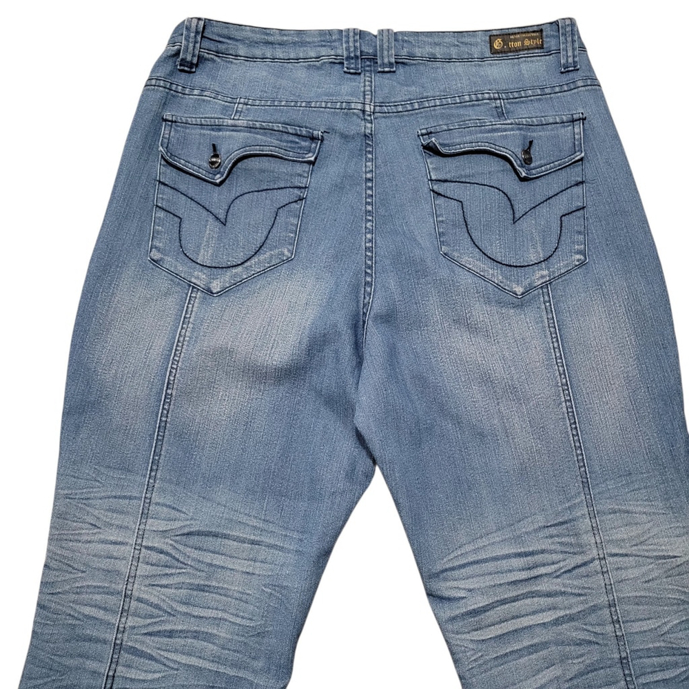 G.TTON STYLE Women Relaxed Bootcut Blue Flap Pockets Jeans 20 Waist 38 Inseam 32 - Picture 7 of 9